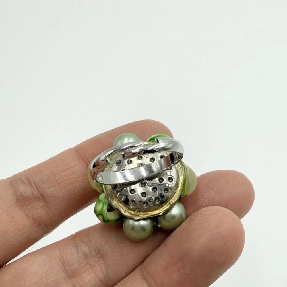 Vintage Beaded Clip on Earrings Ring Sets